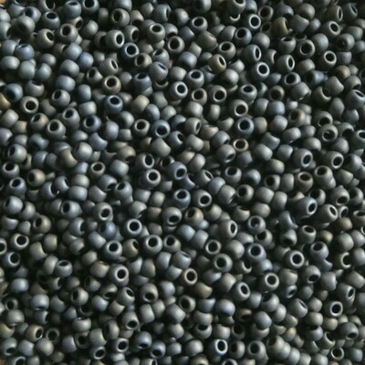 10 g de perles de rocaille Hematite iris Matte F451A taille 11