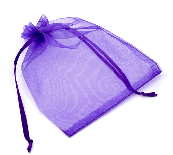 3 sachets en organza  violet 16 x 13 cm