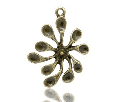6 pendentifs fleur couleur bronze 30 X 23 mm