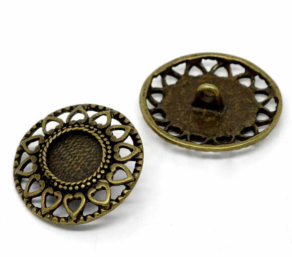 4 boutons bronze antique 29 X 27 mm