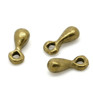 50 breloques gouttes métal couleur bronze 7 x 3 mm