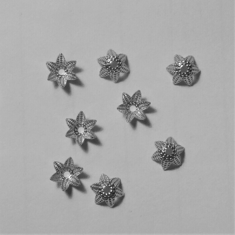 8 coupelles calottes argentées fleur  filigrane 6 mm