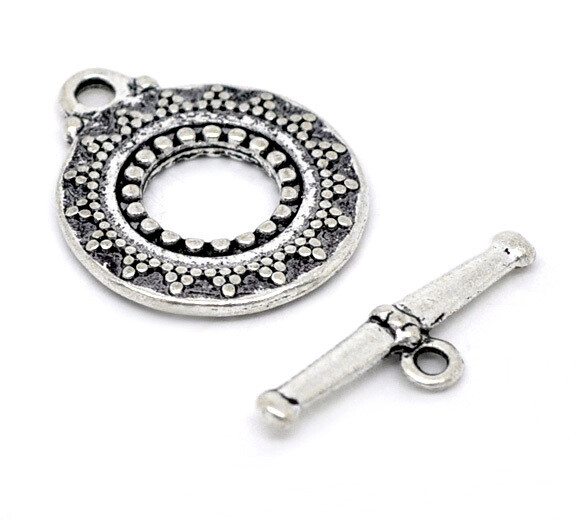 6 fermoirs en T toggle clasp argentée économiques