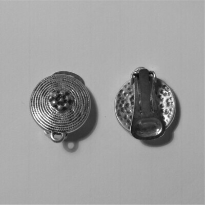 Paire de clips de boucles d'oreilles argenté antique 22 mm
