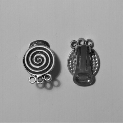 Paire de clips de boucles d'oreilles argenté antique spirale 22 mm