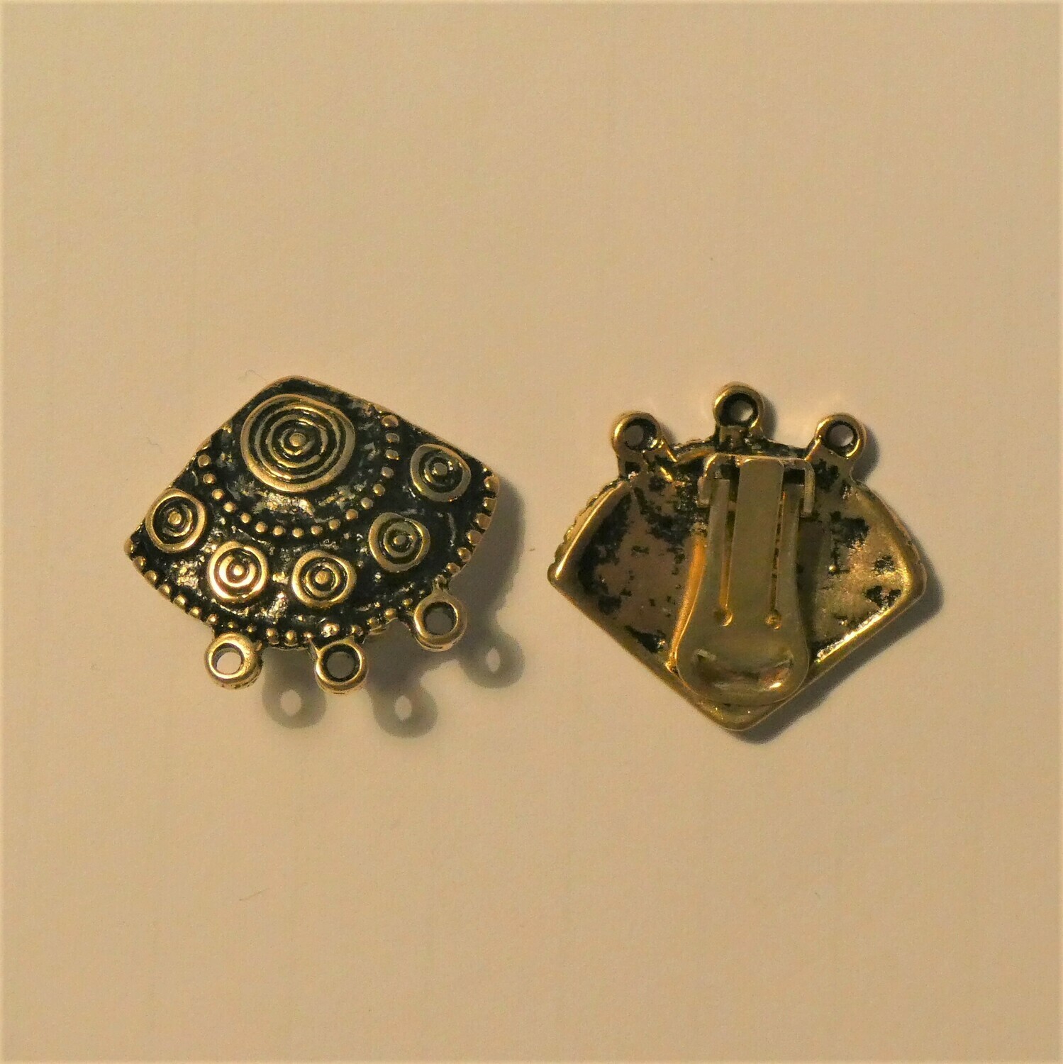 Paire de clips de boucles d'oreilles éventail doré antique 25 mm