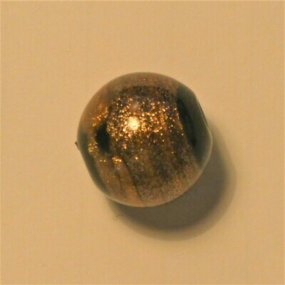 Perles rondes en verre noir et or 15 mm