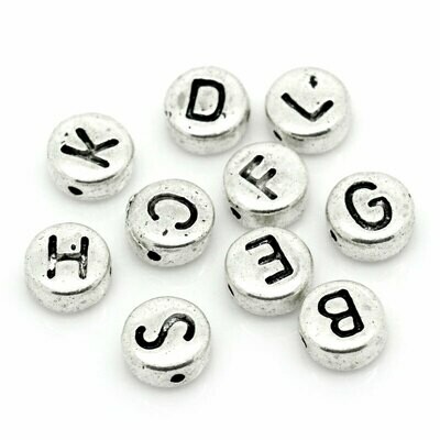 Lot de 500 perles disque argentées lettres alphabet 7 mm -10%