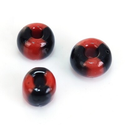 15 g perles de rocaille enfant économique bicolore rouge noir taille 10
