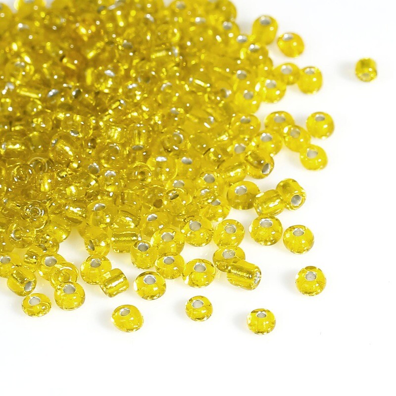 20 g de perles de rocaille enfant économique jaune silverlined taille 10