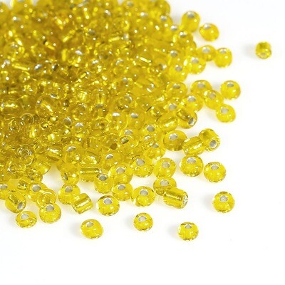 20 g de perles de rocaille enfant économique jaune silverlined taille 10