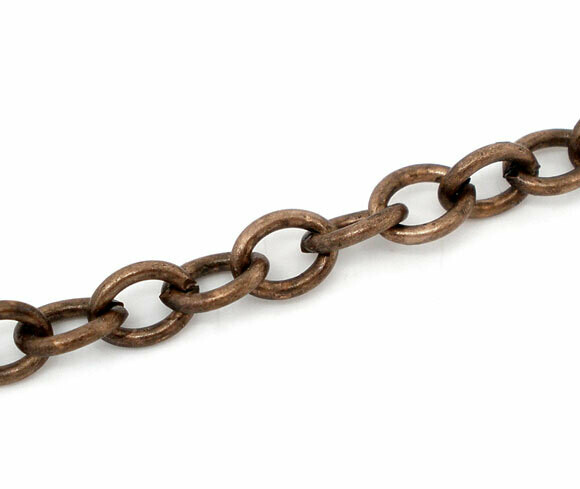 1 m de chaîne cuivre maillons ovales 7 x 6 mm