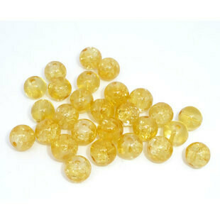 9 perles en verre craquelé jaune 8 mm