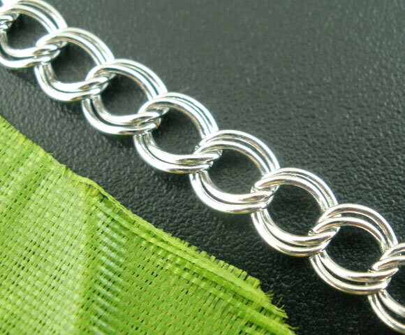 1 m de chaîne argentée maillons doubles 5 x 4 mm