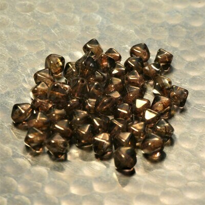 25 perles bicones double pyramide smoke topaze gold luster 6 mm
