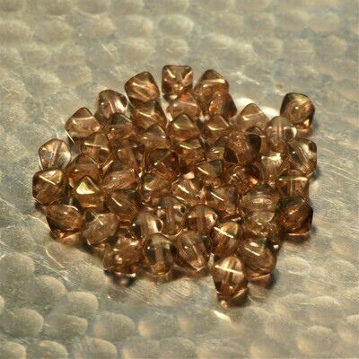 25 perles bicones double pyramide rose avec un lustre topaze 6 mm