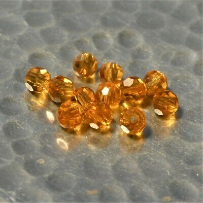 12 perles rondes taillées en cristal de Bohème 4 mm Topaze
