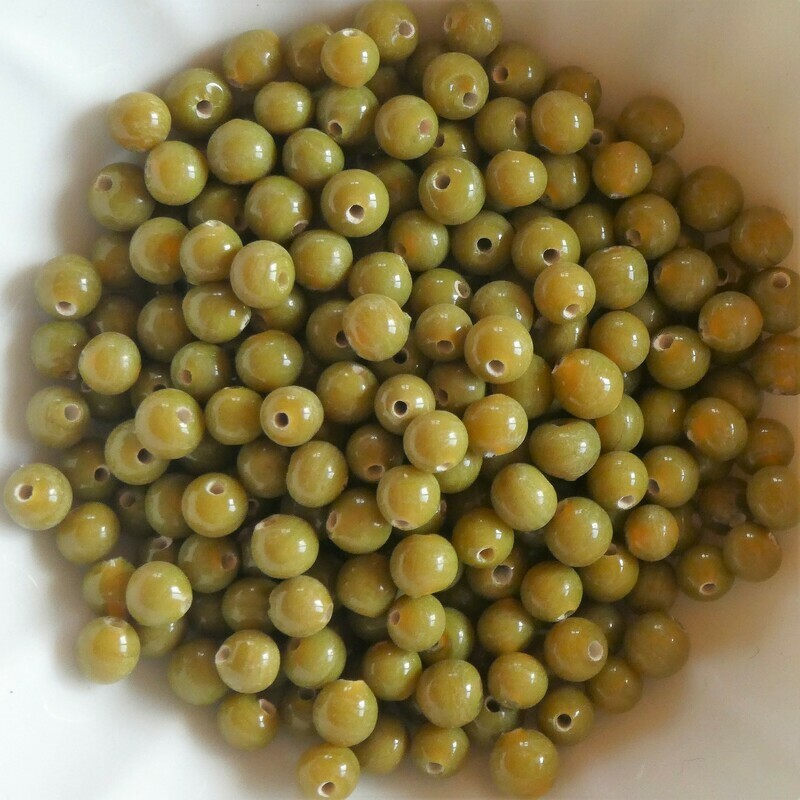 100 perles de verre artisanal 4 mm environ kaki brillant