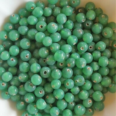 100 perles de verre artisanal 4 mm environ vert foncé brillant
