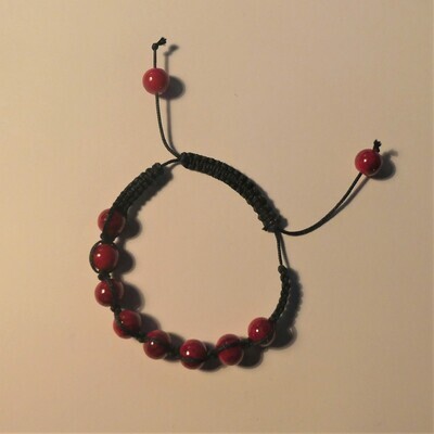 Bracelet SHAMBALA réglable perles rouges