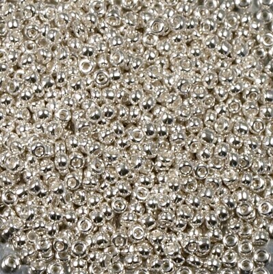 10 g de perles de rocaille argenté galvanisé ref 470 taille 11