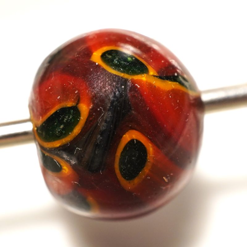Perle de verre artisanale 1,8 cm diamètre environ