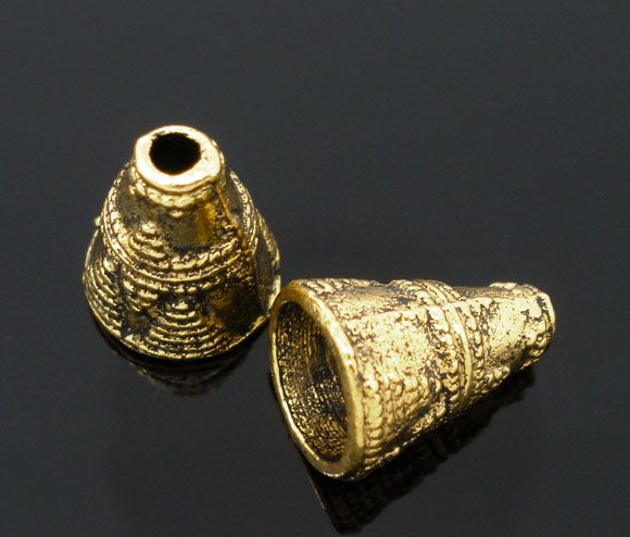 10 cônes dorés 12 x 7 mm