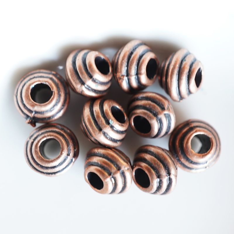 10 perles intercalaires métalliques cuivre 7 x 5 mm