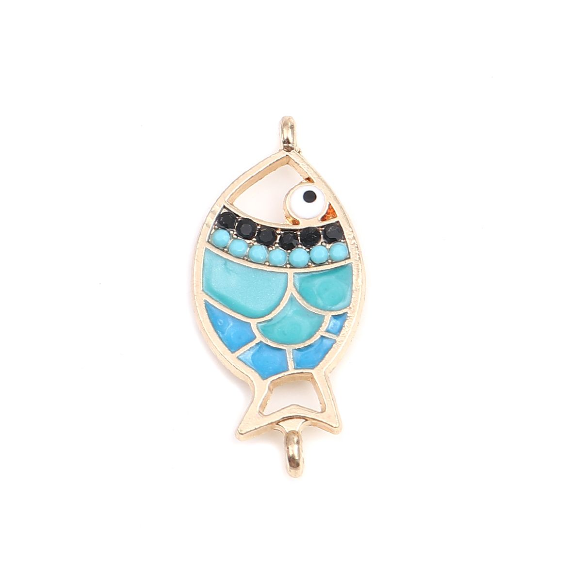 Connecteur poisson émaillé et strass 29 x 14 mm
