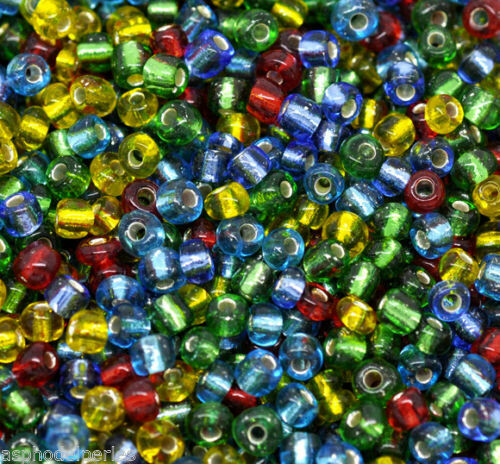 20 g perles de rocaille enfant économiques - mélange silver lined - taille 6 20 g perles de rocaille enfant économiques - mélange silver lined - taille 6