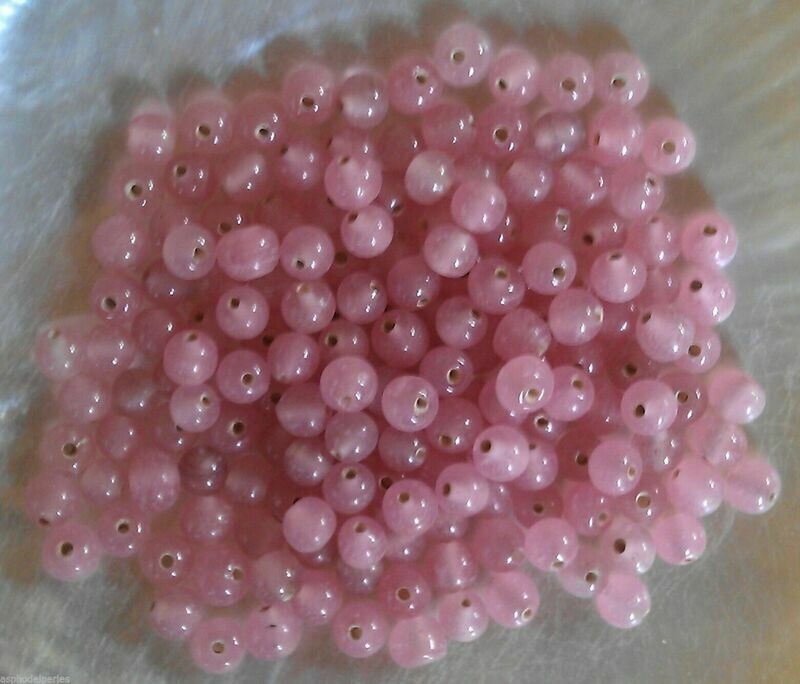 100 perles de verre artisanal 4 mm environ rose