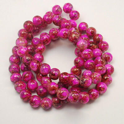 30 perles de verre  6 mm moucheté rose