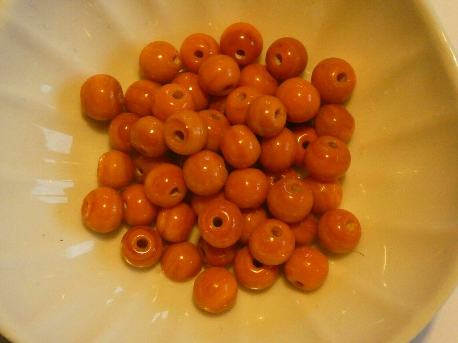 20 perles de verre artisanal 6 mm environ orange brillant