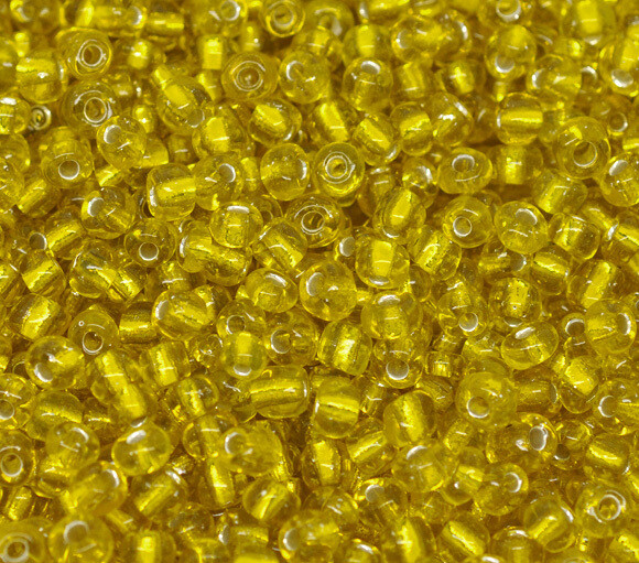 20 g perles de rocaille enfant économiques - jaune silver lined - taille 6 20 g perles de rocaille enfant économiques - jaune silver lined - taille 6