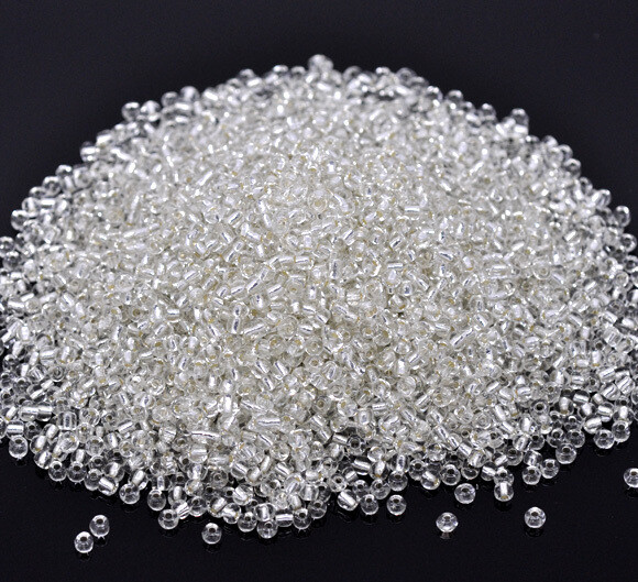20 g perles de rocaille enfant économiques - transparent silver lined - taille 6 20 g perles de rocaille enfant économiques - transparent silver lined - taille 6