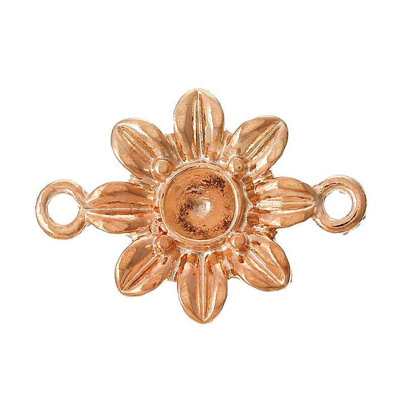 4 connecteurs fleur alliage de zinc or rose 21 x 15 mm