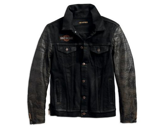 Jacke - "LEATHER SLEEVE DENIM"