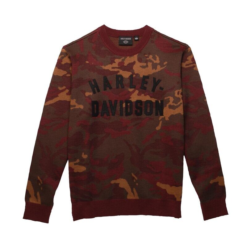 Harley-Davidson Pullover Staple Camo Burgundy Sweater Men Harley-Davidson Pullover Staple Camo Burgundy Sweater Men