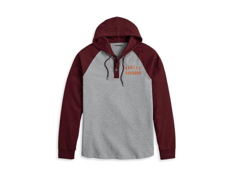 Harley-Davidson Langarmshirt Staple Hooded Raglan Grey Men Harley-Davidson Langarmshirt Staple Hooded Raglan Grey Men