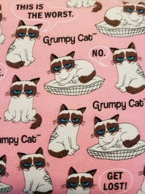Grumpy Cat Fabric-Flannel- 3/4 Yard, End of Bolt