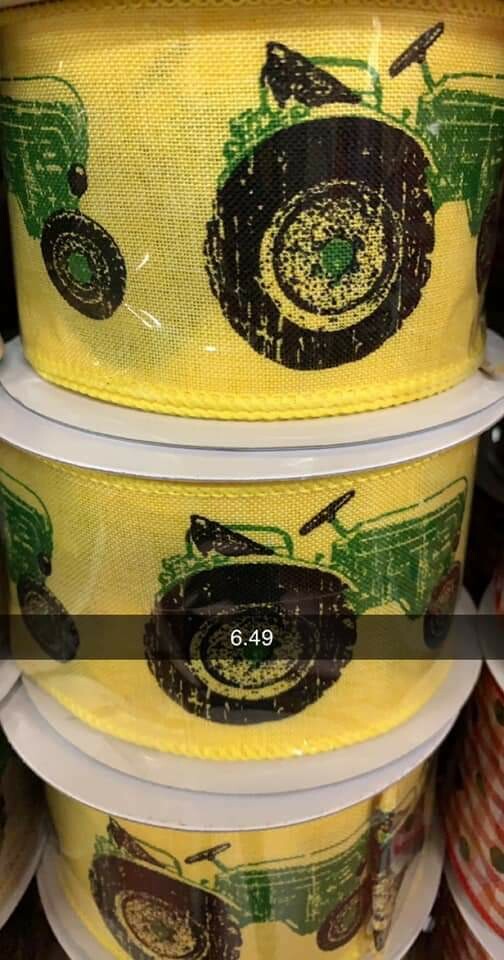 Yellow/Green Tractor Ribbon 2.5" x 10 Yards