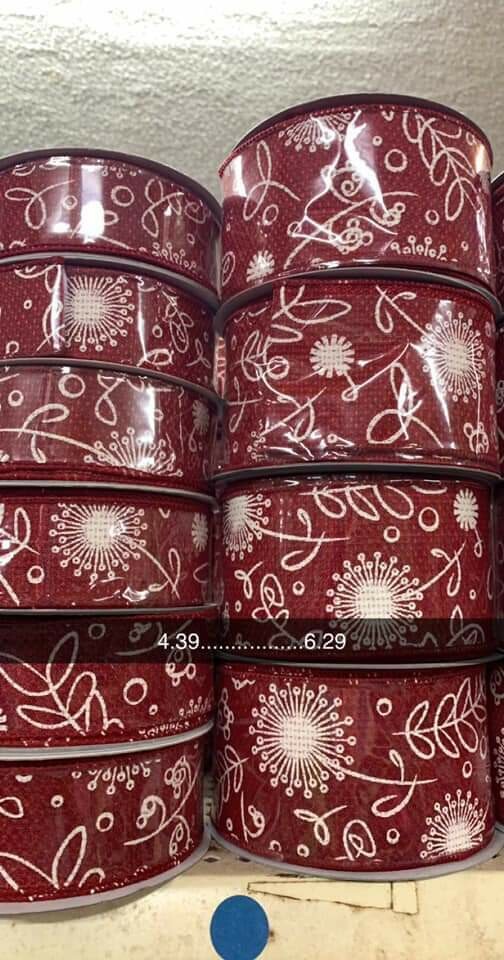 Burgundy Plants Cross Royal  Ribbon 1.5" x 10 Yards