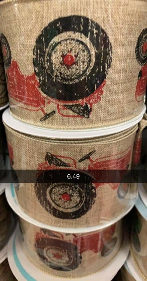 Natural/Red Tractor Ribbon 2.5" x 10 Yards