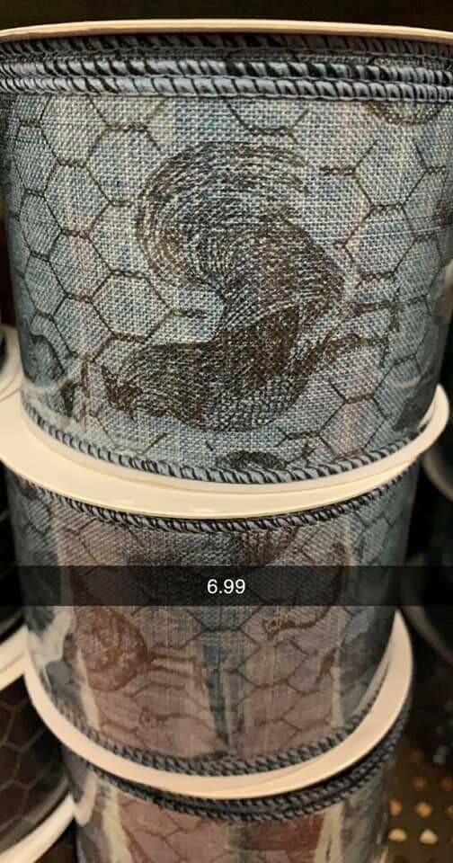 Light Denim/Rooster Ribbon 2.5" x 10 Yards