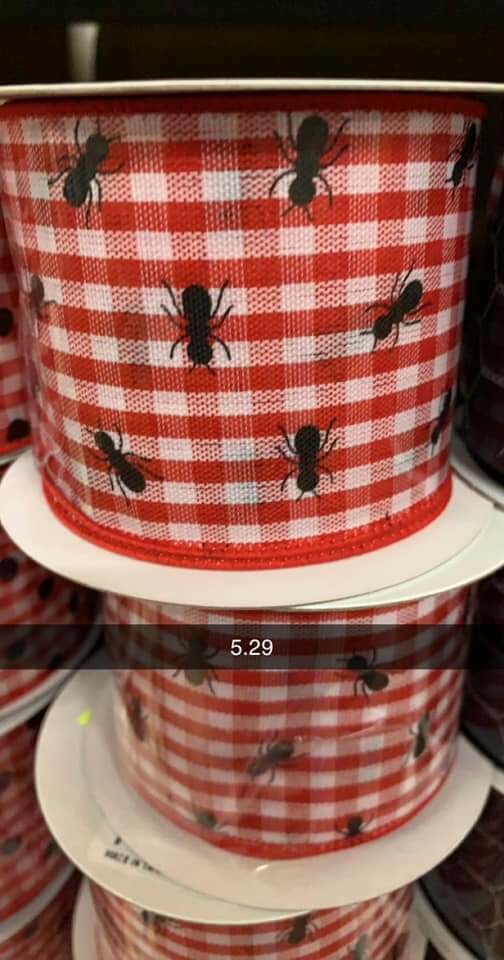 Red Gingham/Picnic Ants Ribbon 2.5" x 10 Yards