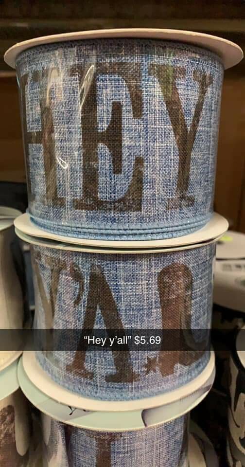 "Hey Y'all" Ribbon 2.5"  x 10 Yards Blue