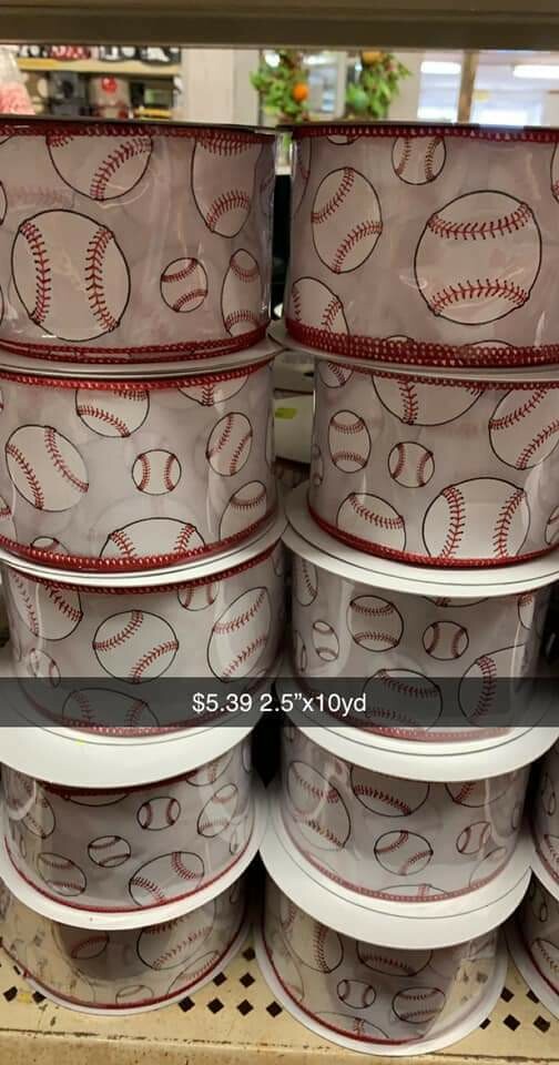 Baseball Ribbon 2.5" x 10 Yards