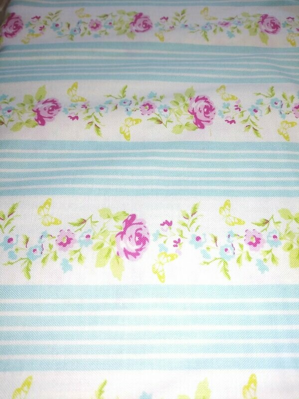 Free Spirit-Tanya Whelan-Zoey's Garden Stripe Fabric in Blue-Price Per Yard