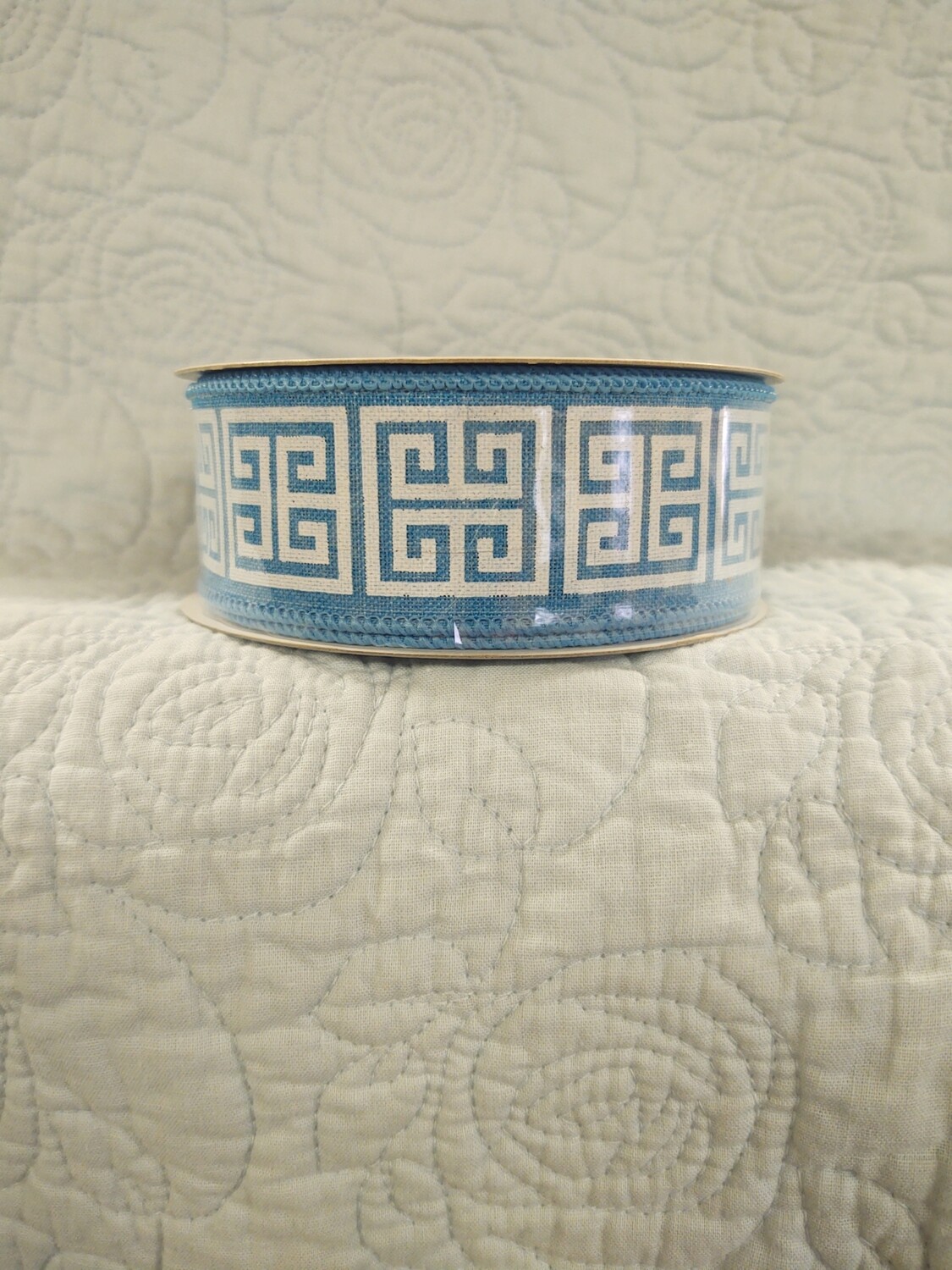 Greek Keys Ribbon light blue 1.5 x 10 yds.