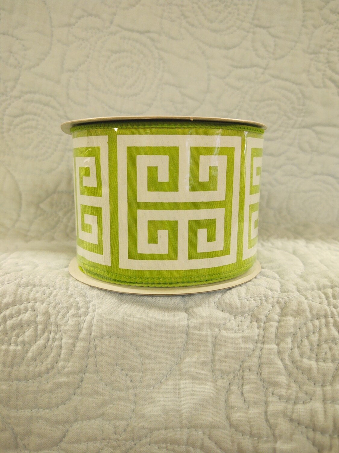 Greek Keys Ribbon 2.5 inch x 10 yds Lime Green